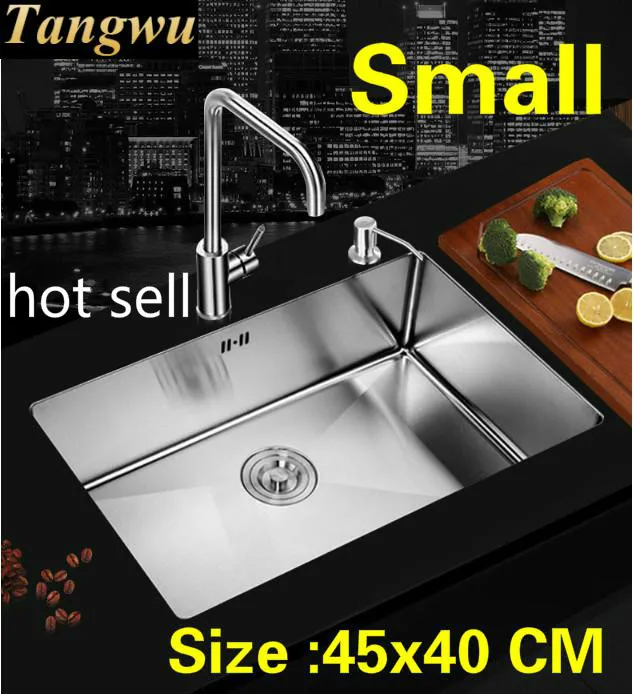 

Free shipping Apartment mini kitchen manual sink single trough durable 304 stainless steel standard hot sell 45x40 CM