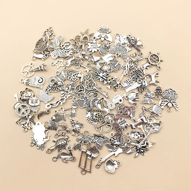 Vintage Mixed 20pcs Tibetan Silver Birds Owl Leaf Tree Metal Charms Pendants DIY Neacklace Handmade Jewelry Making Accessaries