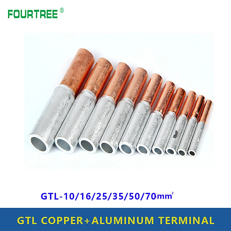 GTL-10/16/25/35/50/70 Compression Copper Aluminum CU-AL Tube Bimetallic Crimp Terminal Cable Wire Connector Splice Sleeve