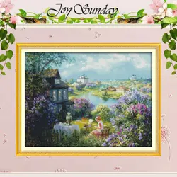 Town of Autumn Patterns Counted Cross Stitch Set DIY 11CT 14CT 16CT Stamped DMC Cross-stitch Kit Embroidery Needlework Crafts