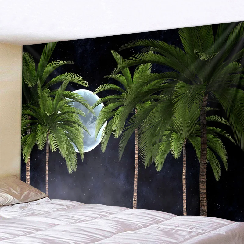 

Tropical plant tapestry sky palm tree wall hanging Nordic ins home living room bedroom fabric painting background decoration
