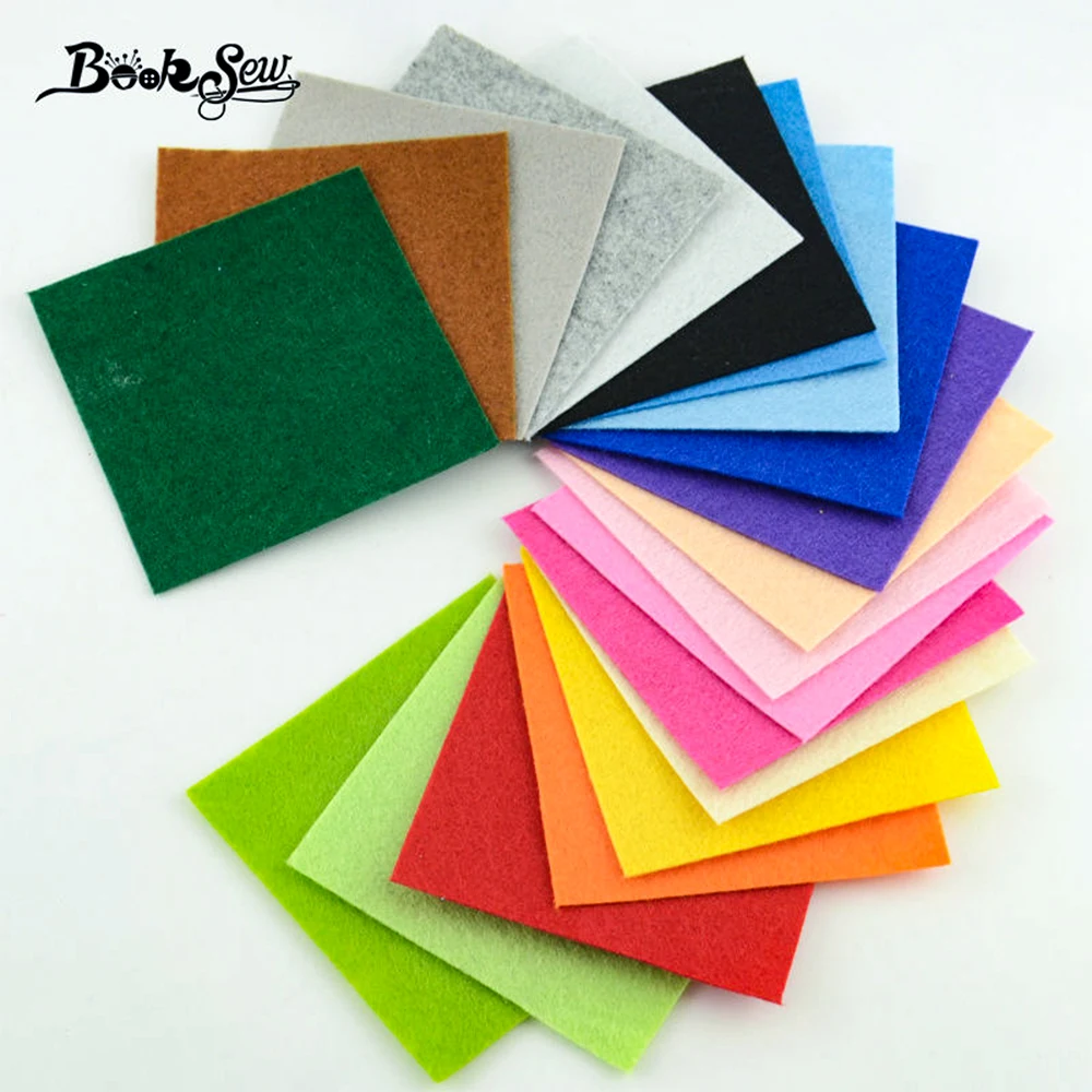 Booksew 15x15CM Handicrafts Different Color 100% Polyester Felt Fabric Dolls Interior Decoration Shoes Materials 1MM Thick