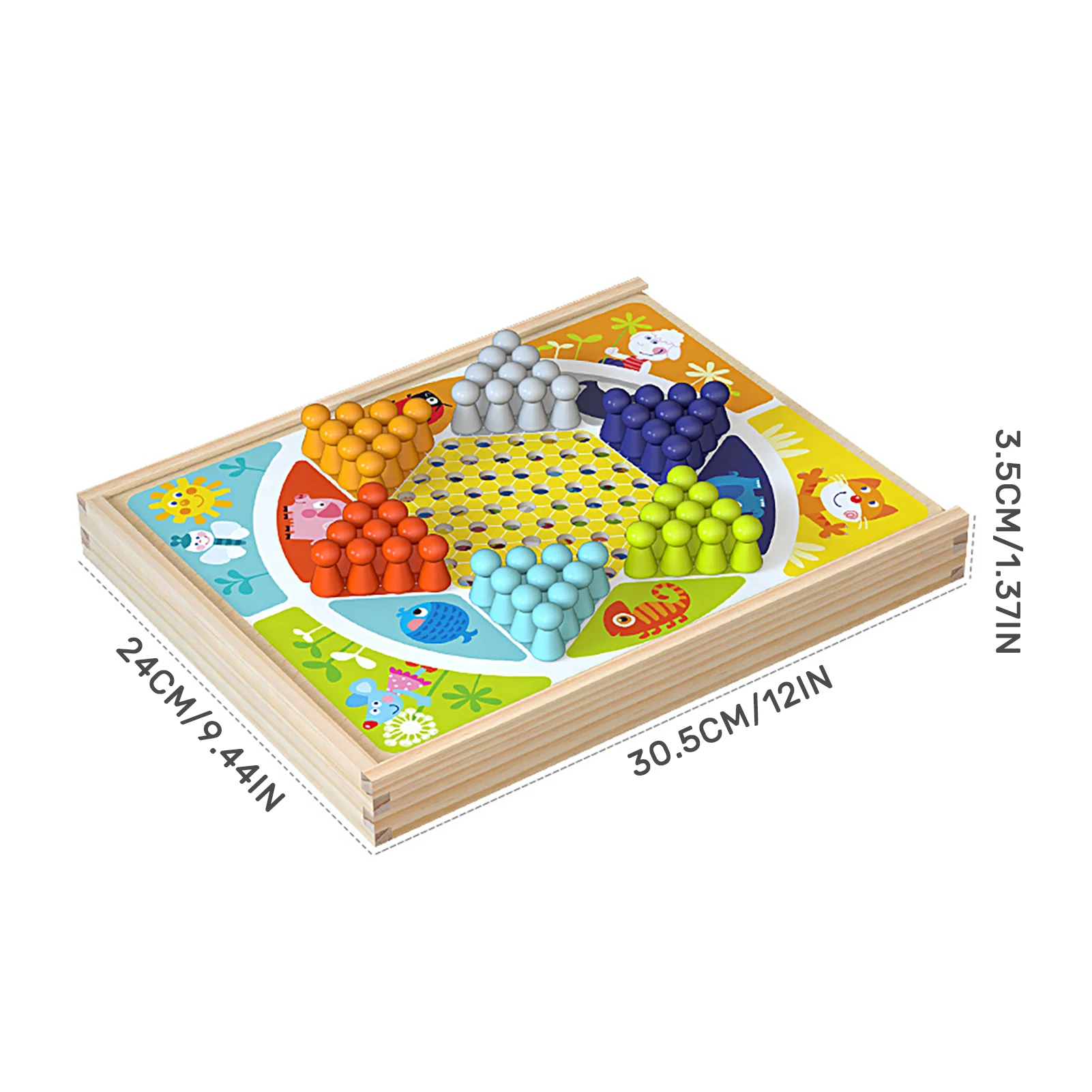 Board Game Chess Set 9-in-1 Portable Funny Wooden Tabletop Games Flying Chess Chinese Checkers Flying Ludo Board Game Toys