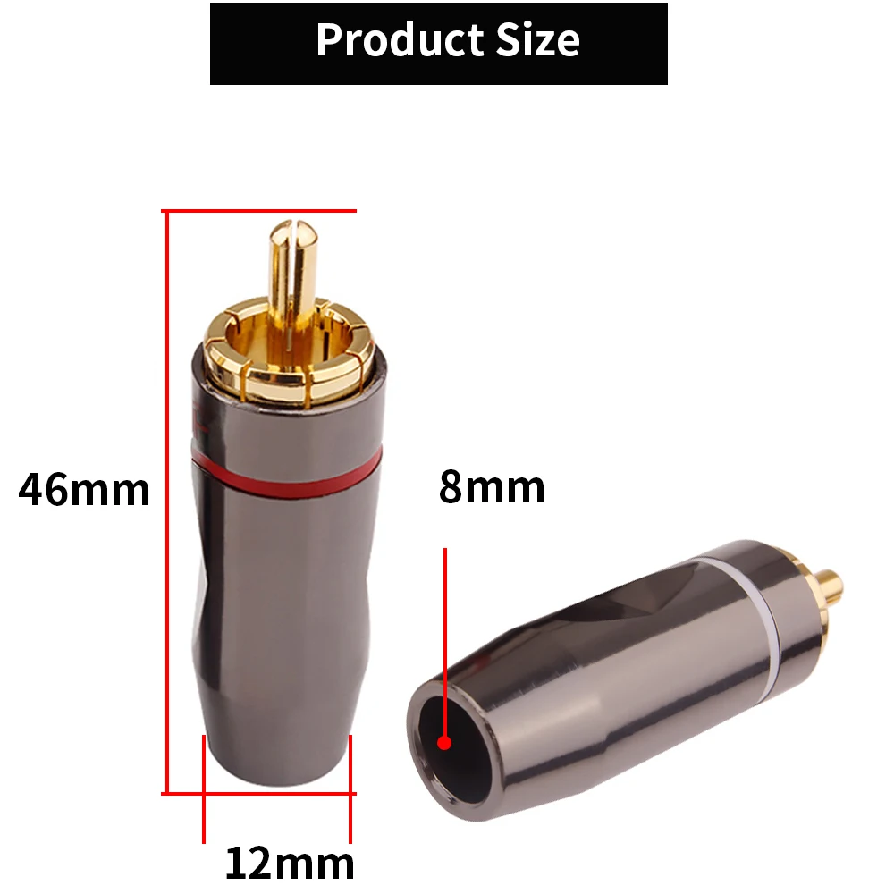 YYAUDIO Gold Plated RCA Plug Audio Cable Connector RCA Male Lockable Adjustable Audio Plug Speaker Connector For Video TV AV