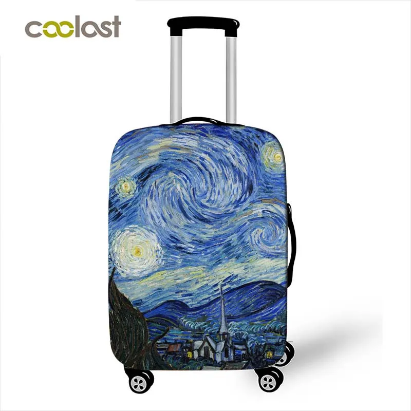 Juste de protection élastique anti-poussière pour bagages, Van Gogh Art, peinture à l\'huile, vague Janpan, Mona Lisa, housse de valise Trolley