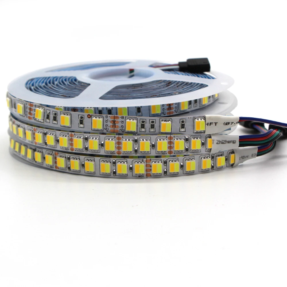 5m 5050 5025 CCT WW+CW LED strip LIGHT color temperature adjustable led TAPE LAMP STRING Waterproof IP20 120leds/m 12V 24V