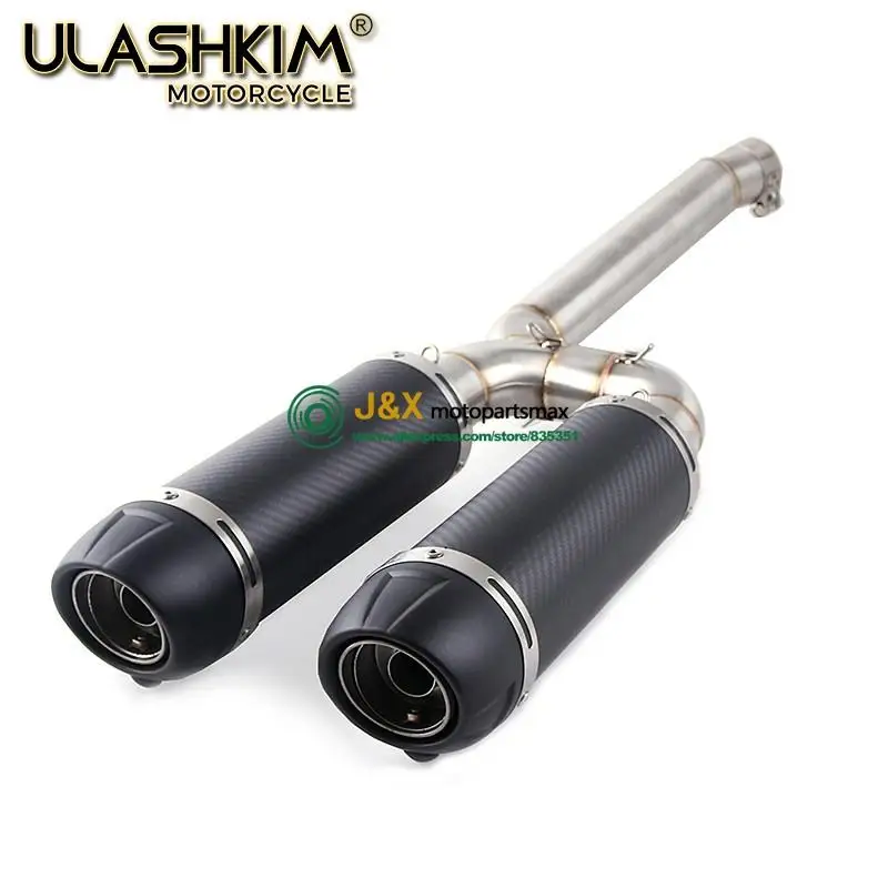 Slip On For Yamaha FZ-6N FZ-6S FZ6 FZ6S FZ6N Motorcycle Carbon Fiber Exhaust Muffler Connecter Middle Pipe Full System