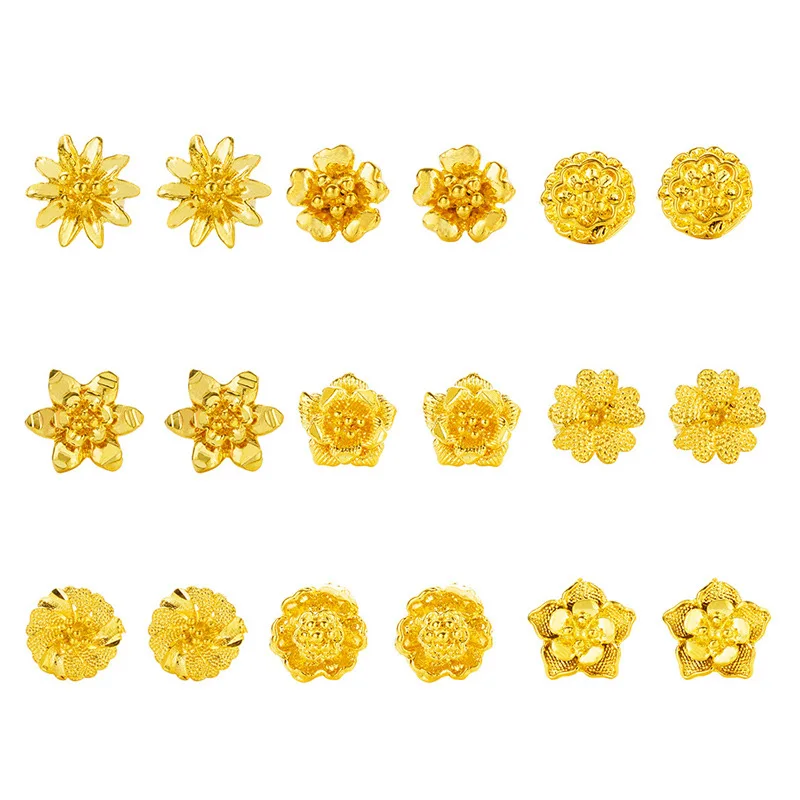 Wholesale Gold-Plated  Flower Ear Stud 24K Gold Rose for Women Ear Climber Earring Jewelry Valentine's Day Gift