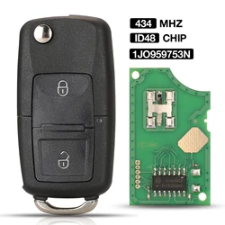 jingyuqin 434 MHZ ID46 Chip 1J0959753N 2BTN Smart Remote Car Key Fob For Seat Skoda VW Volkswagen Beetle Bora Polo Golf Passat