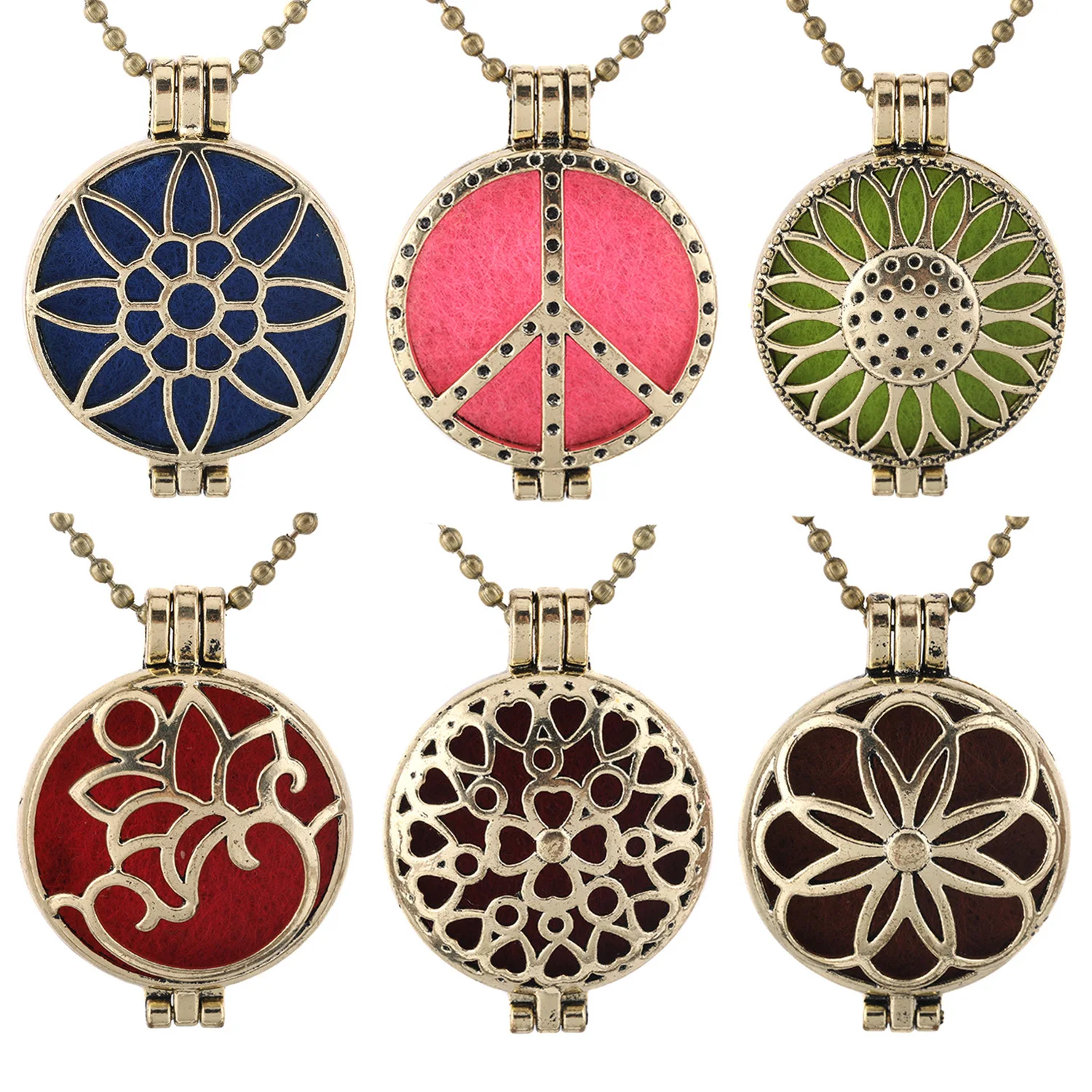 New Creative Style Aroma Flowers Necklace Retro Open Hollow Pendant Perfume Oil Diffuser Exquisite Locket Exquisite Gift Jewelry