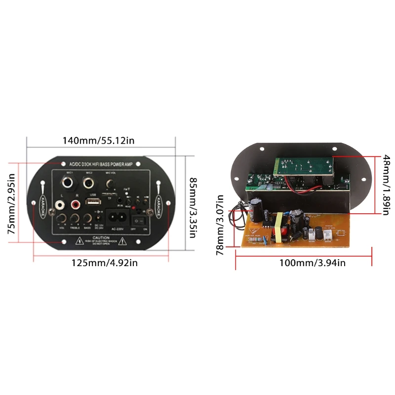 12V 24V 220V Wireless Amplifier Bluetooth-compatible FM Radio USB TF Card Player Home HIFI Stereo Power Amplifier Board