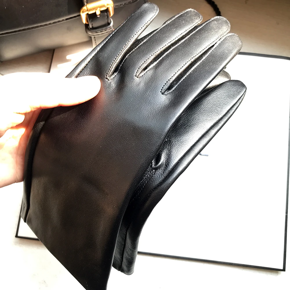 Women's 25cm Sheepskin Gloves Without Lining Single Layer Genuine Leather Driving Glove Simple Elegant Over The Wrist Custom-mad