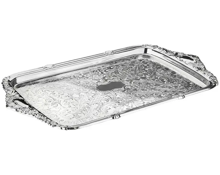 DOLBOVI Porio Silver Rectangle tray 37x26 tray поднос plateau de service