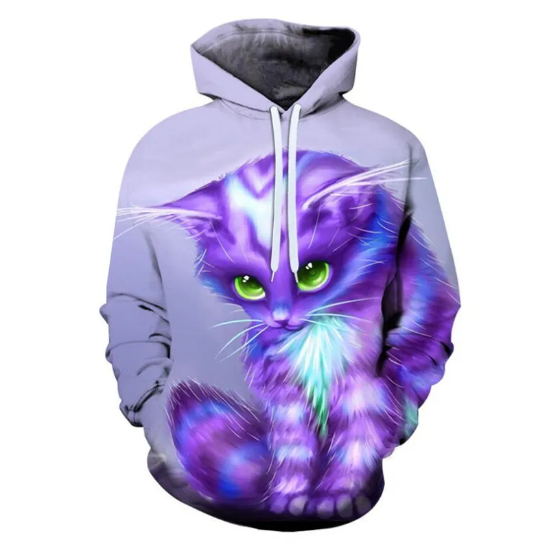 Foreign trade new cute cats personality cat creation art cat 3D kawaii print hoodies pullover thin parent-child Sweatshirt coats