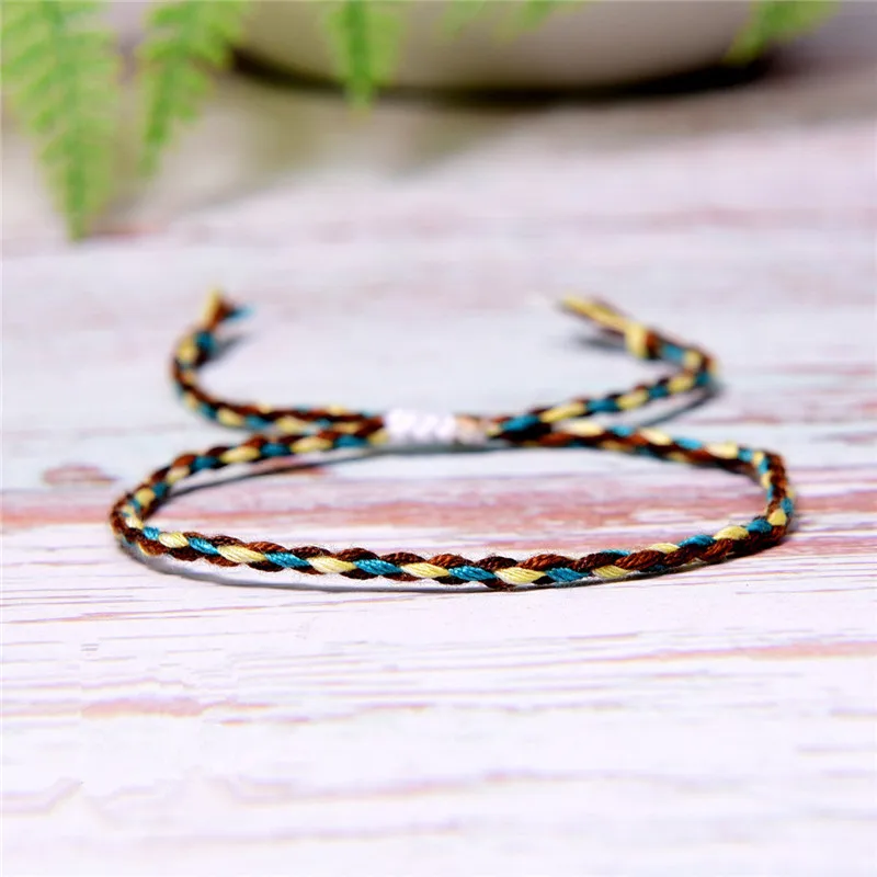 Tibetan Buddhist Handmade Color Cotton Rope Bracelet Lucky Friendship Thread Bracelets & Bangles For Women Men