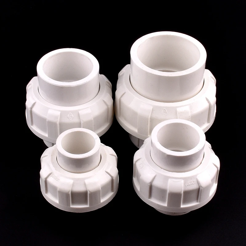 1Pc 20 25 32 40 50mm ID Quality Thickening White PVC Union Joint PVC Pipe Connector For Irrigation Garden Hydroponic System