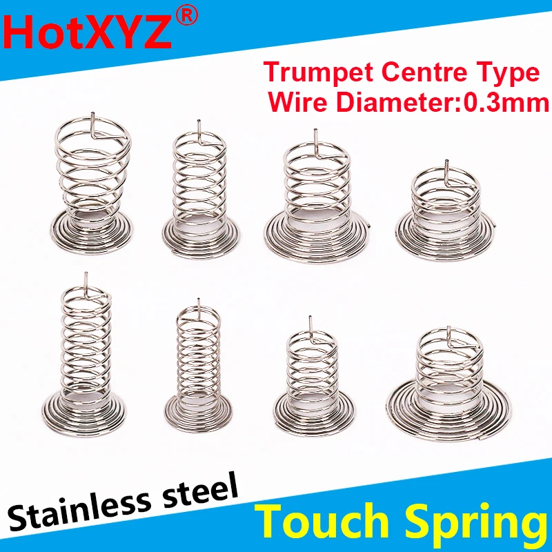 Stainless Steel Horn Type Center Contact Button Key Touch Induction Compression Spring WD 0.3mm for Switch 50piece