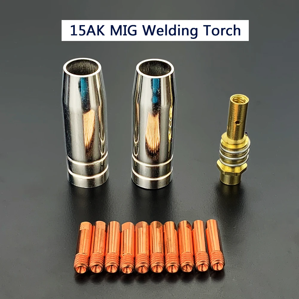 13Pcs Welding Torch Consumable  Nozzle 15AK Argon Arc  0.6/0.8/1.0/1.2mm Nozzle holder Contact Tip For 15AK MIG  Welding Torch