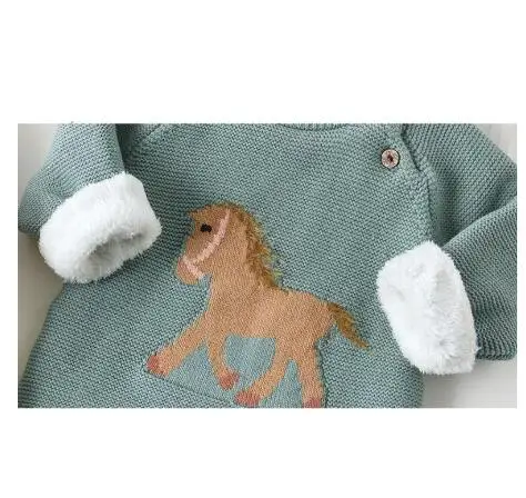 Baby Sweater Newborn Baby Boys Sweaters Thick Fleece horse Kids Sweaters Toddler Cardiagn Knitted Baby Clothes Girls Sweater