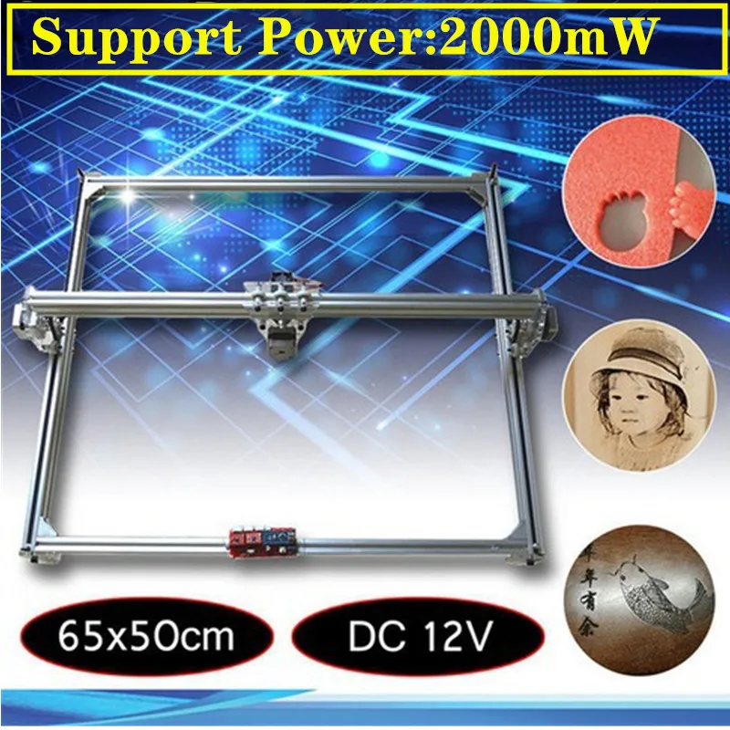 

50*65cm Mini 2000MW CNC Laser Engraving Machine 2Axis DC 12V DIY Engraver Desktop Wood Router/Cutter/Printer+ Laser