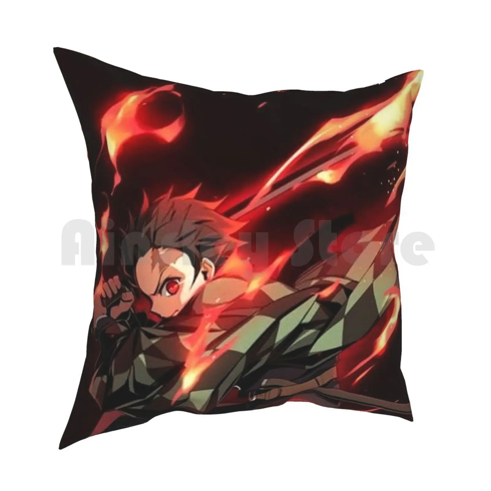 Tanjiro Pillow Case Printed Home Soft Throw Pillow Anime Demon Manga Weeb Pop Art Japan Katana Kimetsu No Yaiba Nezuko