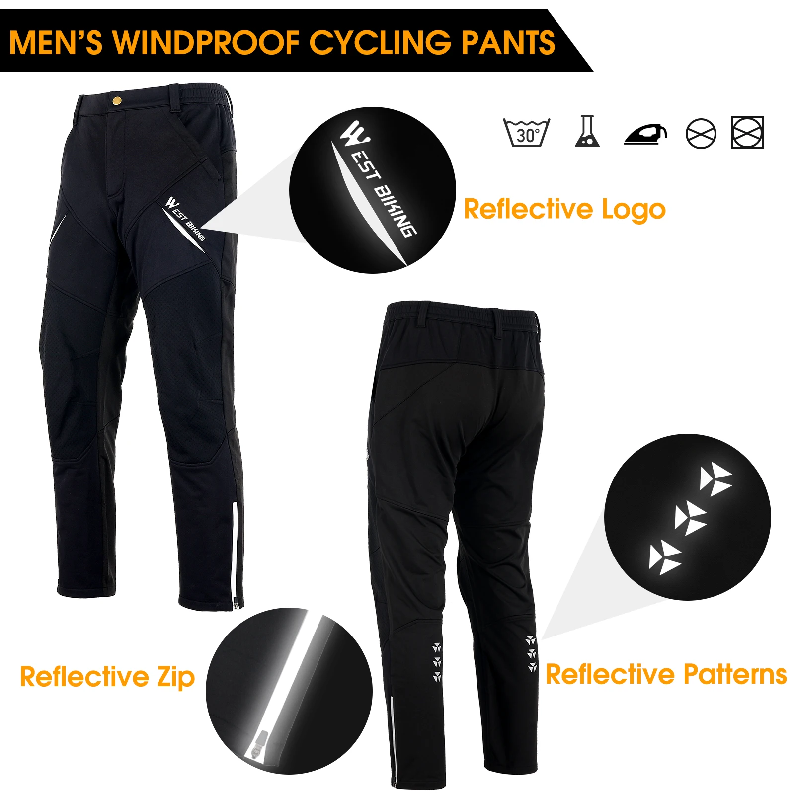 WEST BIKING Winter Thermal Fleece Cycling Pants Rainproof Windproof Reflective Cycling Jersey Men Women Comfortable Sportswear