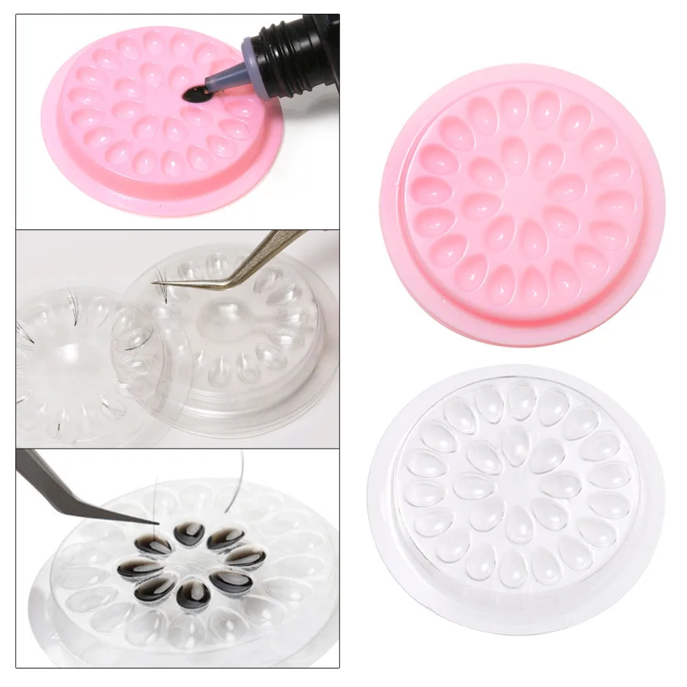 Eyelash Plastic Glue Holder Glue Gasket 20pcs Adhesive Pallet Eyelash Extension Glue Pads Flower Shape Pad Makeup Tools