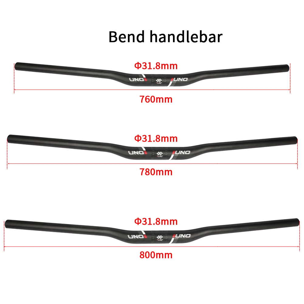 UNO Mountain Bike Handlebar Full Carbon Fibre MTB Handlebar 31.8mm 9 Degree Bicycle Flat Bent Bar 760/780/800mm Cycling Parts