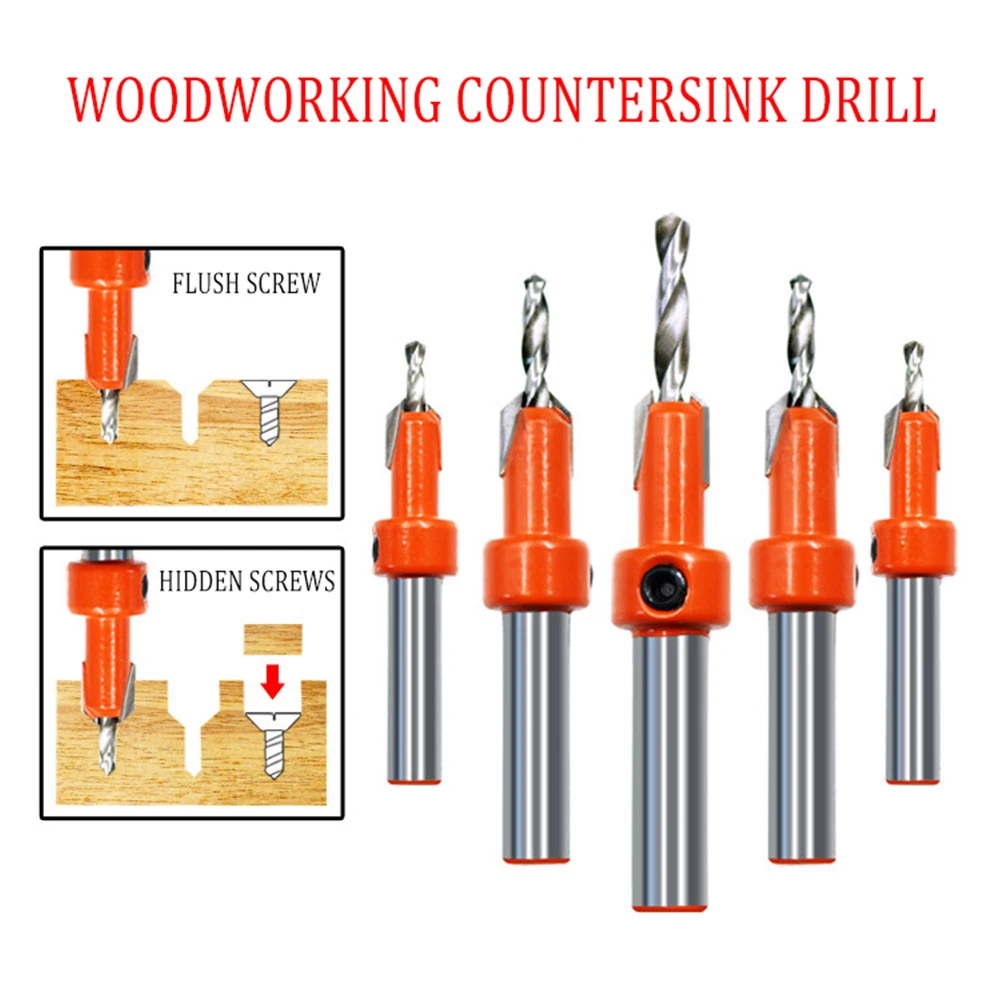 Punta per svasatore 8mm codolo HSS punta per Router svasatore per legno 2.8/3.0/3.2/3.5/4.0mm estrattore di viti demolizione taglio di fresatura