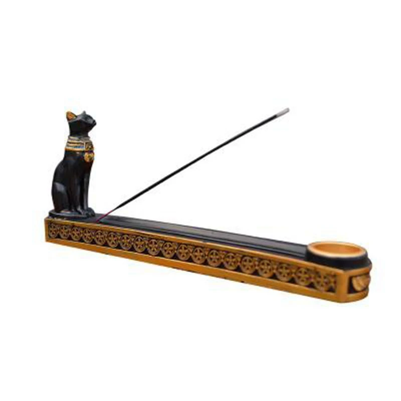 Retro Incense Burner Holder Home Decor Egypt Cat God Incense Stick Holder Aromatherapy Incense Censer Office Teahouse