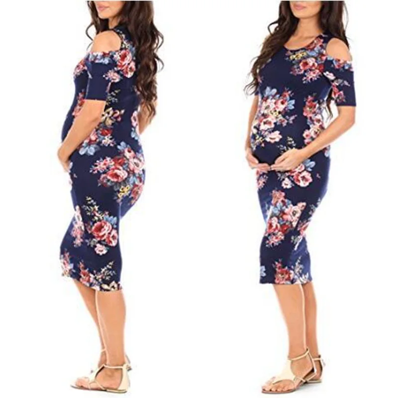 

Летние Новые платья для беременных женщин однотонное хлопковое платье для беременных с круглым вырезом реквизит для фотосессии бальное платье