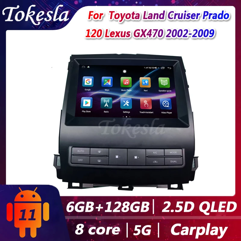 

Tokesla Car Radio For Toyota Land Cruiser Prado 120 Lexus GX470 Android 11 Audio Central Multimedia Dvd Players Stereo receiver