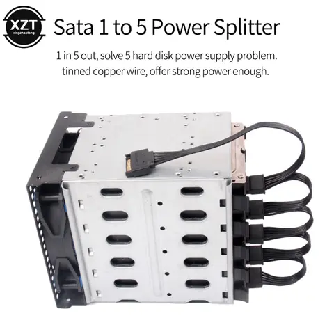 SATA 15Pin M to 5 SATA F Power Splitter Cable xingzhaotong