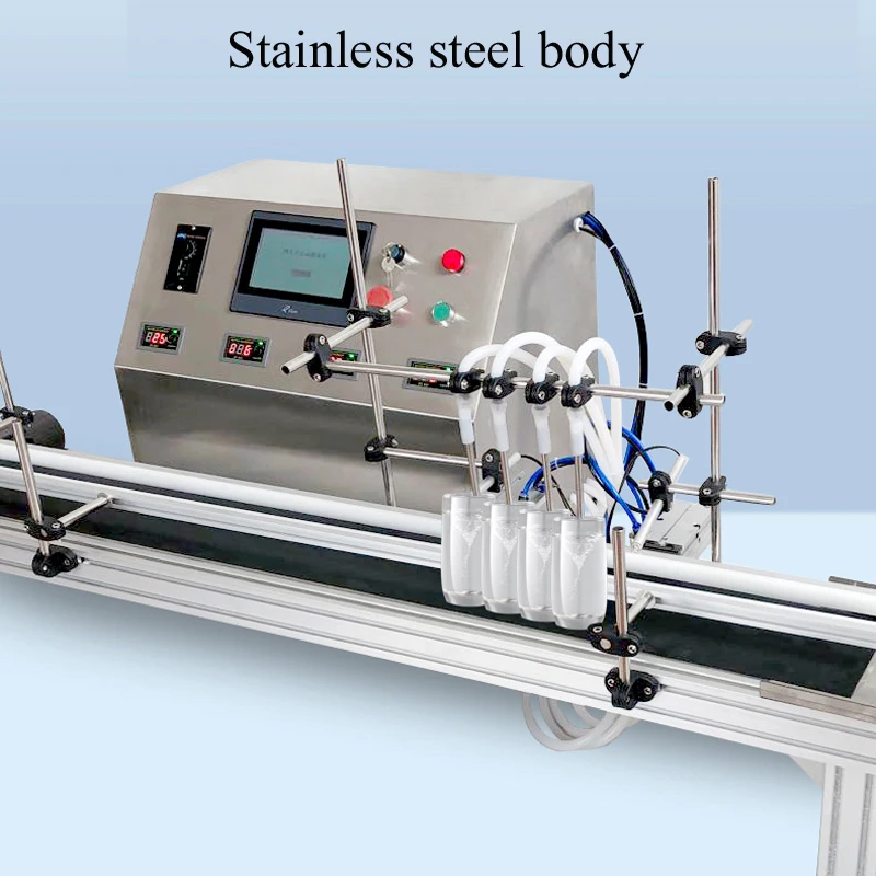 Máquina de llenado de líquidos de cuatro cabezales, juego completo automático de botellas pequeñas, para beber agua Mineral