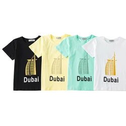 1PC 2020 Pure Cotton Muslim Islam Summer Style Dubai Printed T Shirt Fashion Father & Son Short Sleeve Tee Shirt