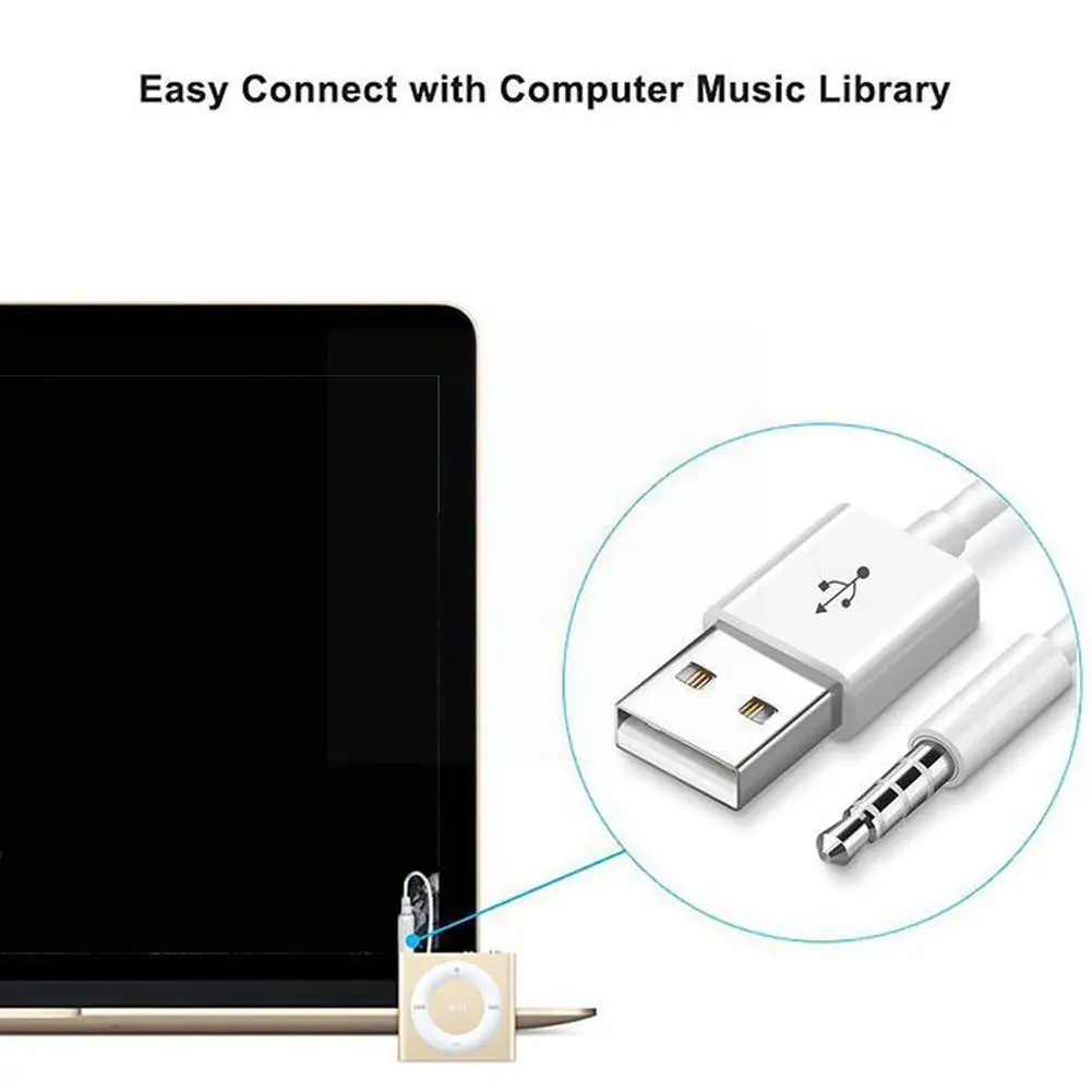 

USB Short Charger Data SYNC Cable 3.5mm Jack Adapter Charging Cord Line for Apple ipod shuffle 3rd 4th 5th 6th 4/5/6 MP3 Pl D2A3