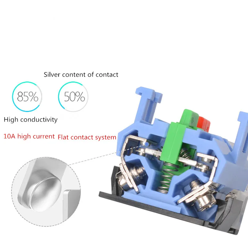 5PCS LA38A-11BN Qualität Splitter Kontakt Push Button Switch On/Off Momentary/Rast 22mm weiß