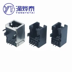 YYT 10PCS RJ11 RJ12 Curved Pin 95001 4P4C 6P6C 6P4C 8P8C telephone socket with shielding 90 degrees