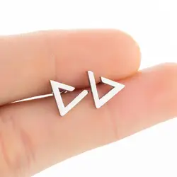 Simple Open Triangle Unisex Punk Rock Stainless Steel Men Women Stud Earrings Geometry Deathly Triangle Delicate Jewelry