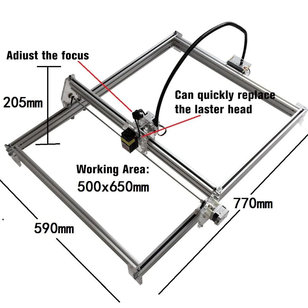 65*50cm 15W CNC Laser Engraving Machine 2Axis 12V DC DIY Engraver Desktop Wood Router Laser Goggles 500 2500 5500 10000 mw