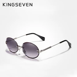 KINGSEVEN DESIGN Fashion Oval Sun glasses Women Rimless Sunglasses Vintage Alloy Frame Classic Brand Designer Shades Oculo