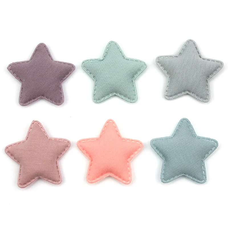 24Pcs 4.8cm Star Padded Appliques for Kids BB Clip headwear Decor clothing patches Hairpin crafts handmade accessoires