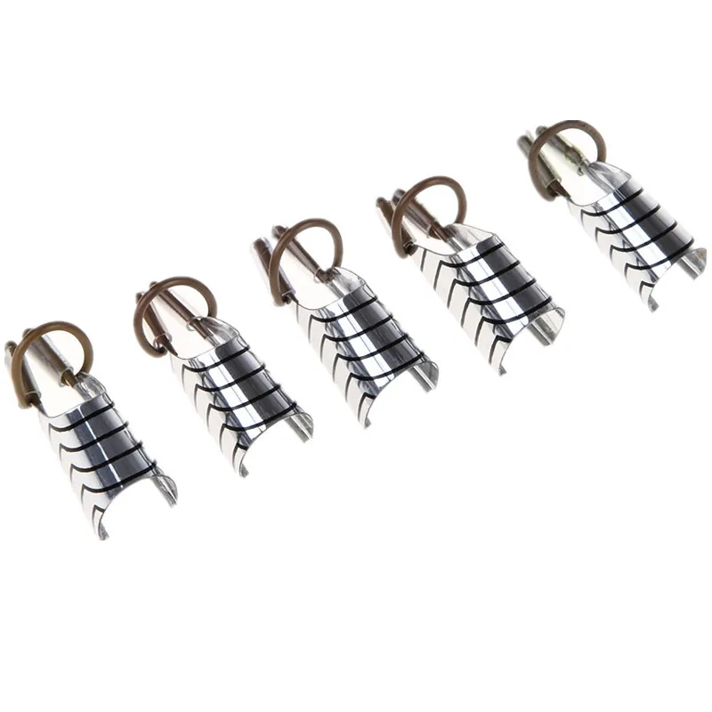 1 Juego (5 uds) de forma de uña plateada doble reutilizable para hacer uñas, curva C, puntas francesas acrílicas, herramientas de decoración de uñas T0599