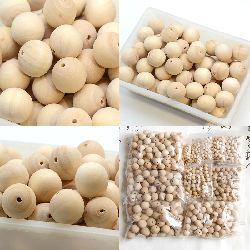 Pick Size 4-40mm Natural Wooden Beads Lead-free Wood Round Balls For Jewelry Making Diy Children Teething Spacer Wood Crafts