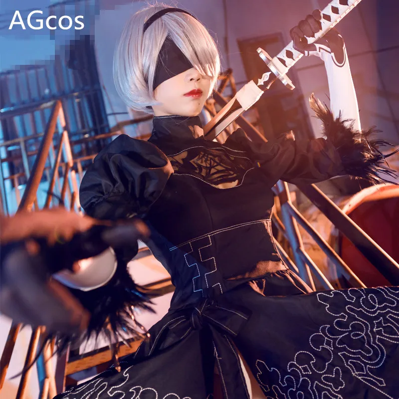 

AGCOS Anime NieR:Automata 2B Cosplay NieR Automata YoRHa No. 2 Type B Cosplay Costume Halloween Cosplay Costumes Dress