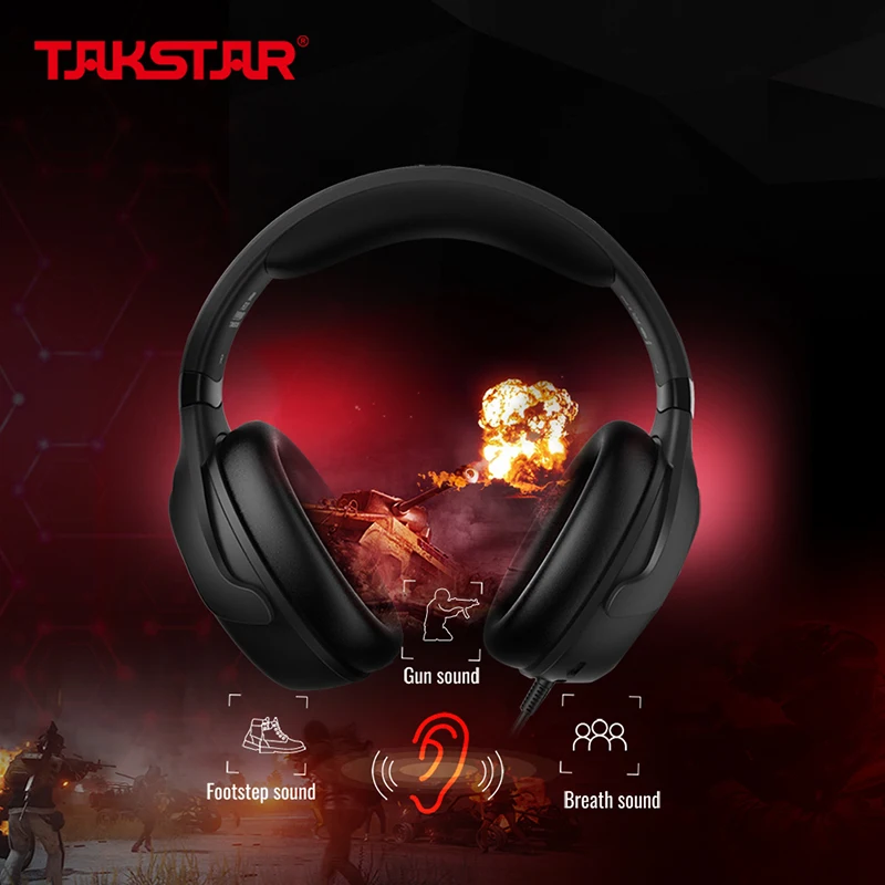 Takstar FLIT Gaming Headset Stereo Over Ear Wired Headphone with Detachable Micr for PC PS4™ Mobile Equipment Gamer