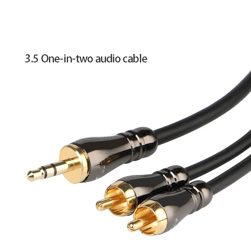 2pcs Audio cable 3.5mm to double lotus head rca1 point 2 speaker audio dedicated line aux power amplifier cable av output