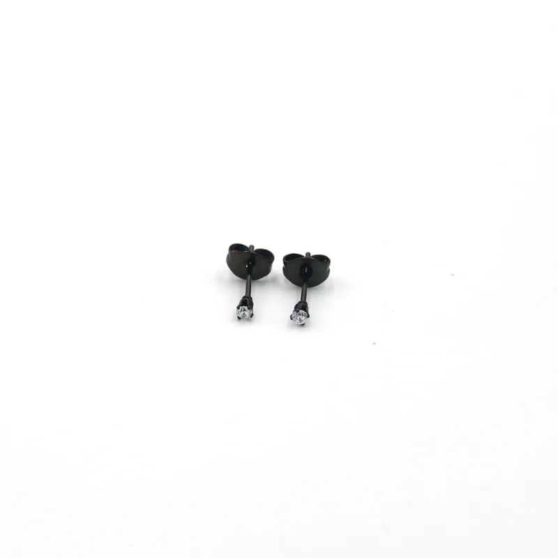 슈퍼 미니 2mm 3A 라운드 클린 지르콘 316l 스테인레스 스틸 귀걸이 IP 도금 아니 페이드 알레르기 무료 품질의 보석