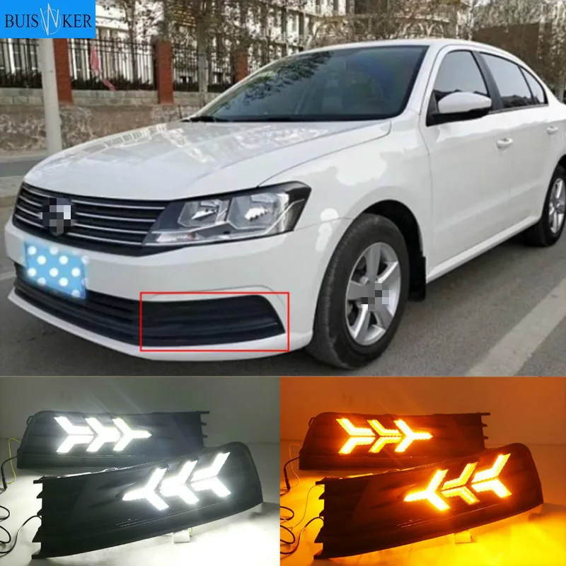 

1 Pair LED DRL Daytime Running Light for Volkswagen VW Lavida 2015-2017 with Yellow Trun Signal Light Blue Night Lamp