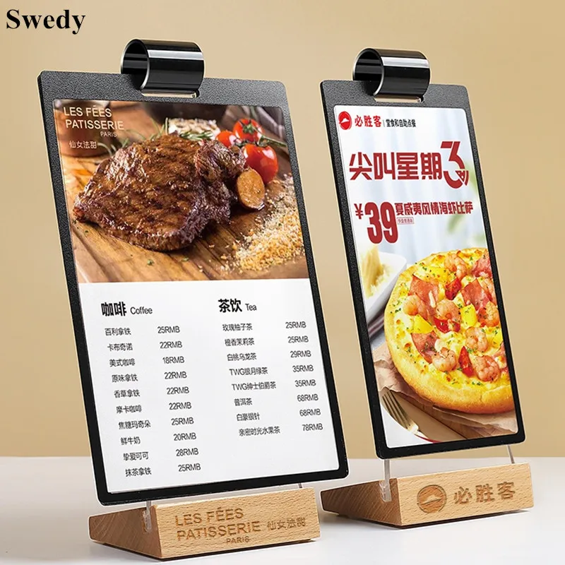 

A6 Page Turning Acrylic Sign Holder Menu Holders Plastic Message Boards Signs Stand With Poster Photo PVC Frame